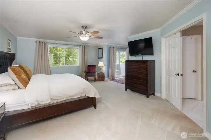 Generous Primary Suite features a sitting area, coffee balcony & a 5-piece bathroom with dual closets.