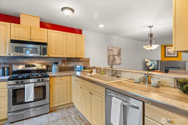 Kitchen with gas stove