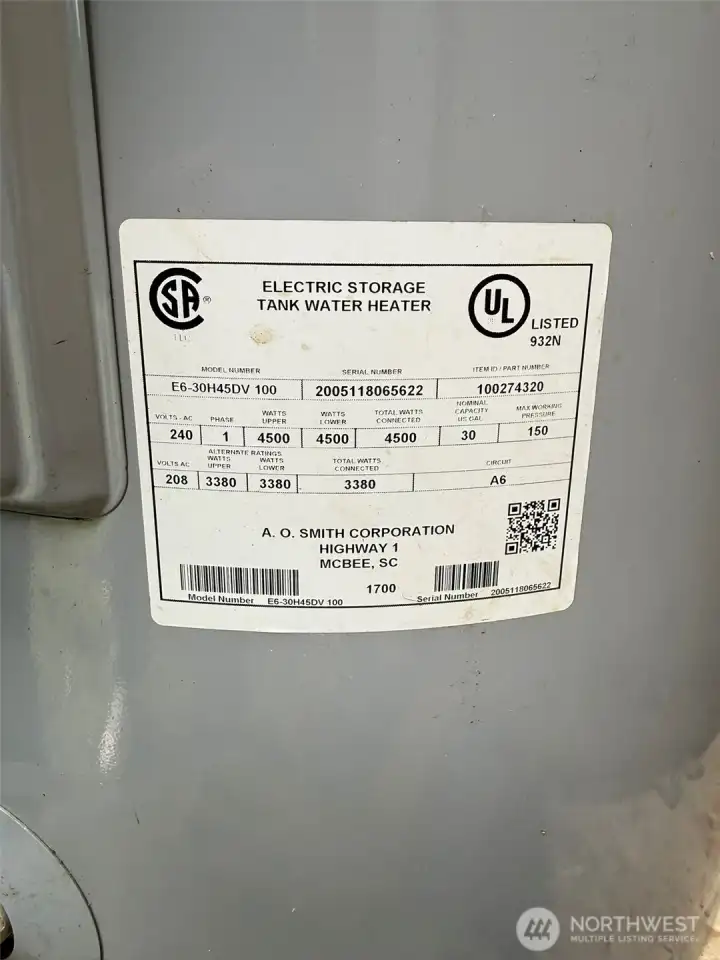 Water heater sticker