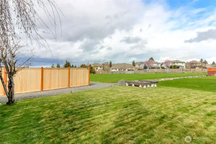 Backyard & firepit overlooking the community open space and unobstructed views