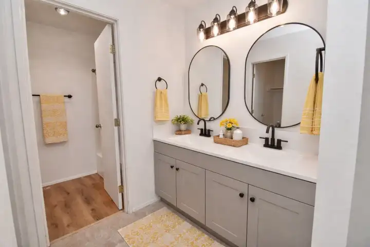Virtually staged primary bathroom