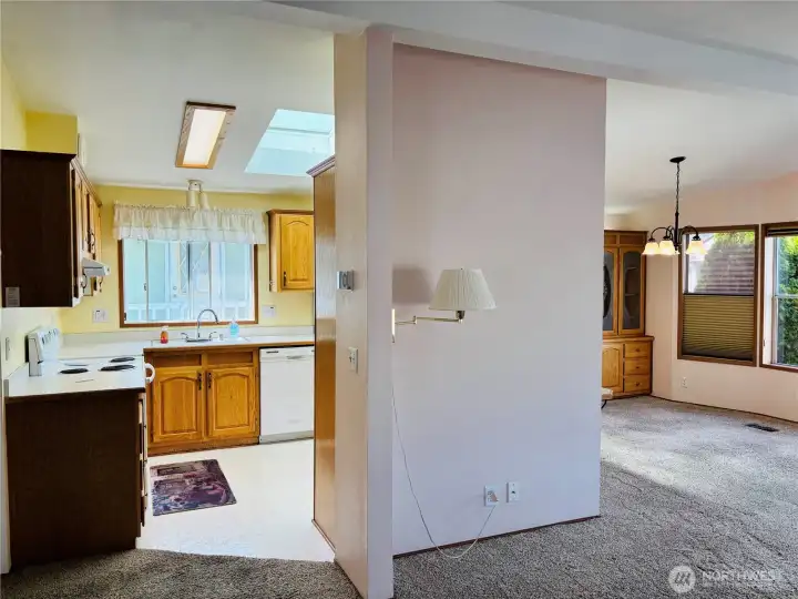 Living areas are drenched in light thanks to several skylights