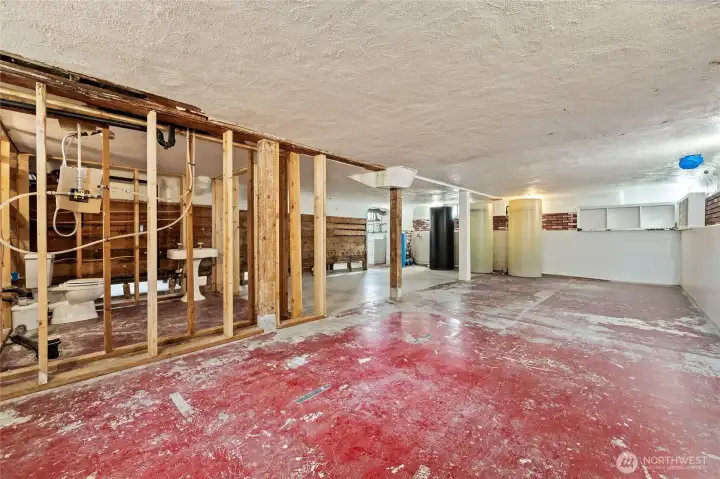 Basement has 1/2 Bath and Shower is plumbed