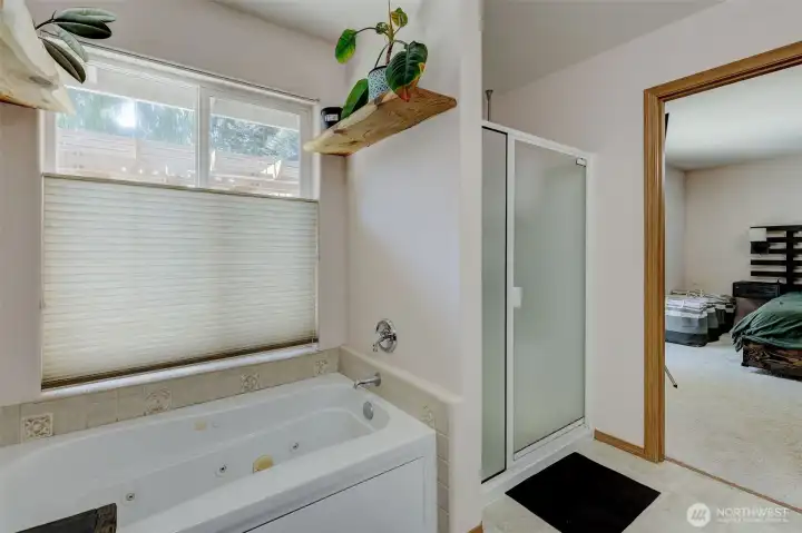 Primary bathroom includes soakign tub!