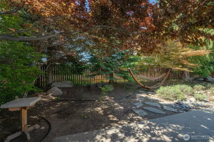 Beautiful privacy from the mature landscaping