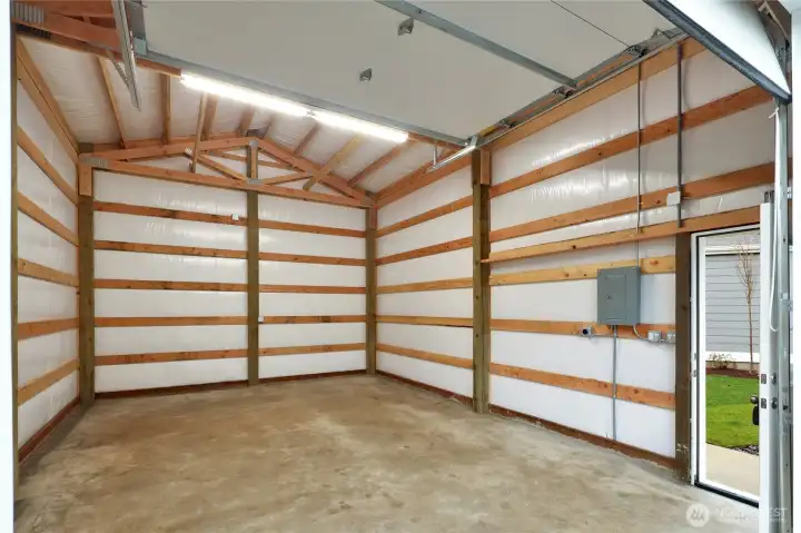 Detached shop with oversized roll-up door