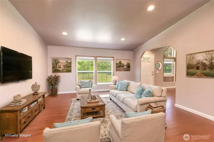 Virtually Staged Family room.