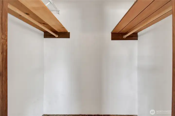 Walk in closet off of master bedroom.