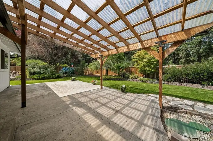 Peaceful fully fenced backyard.