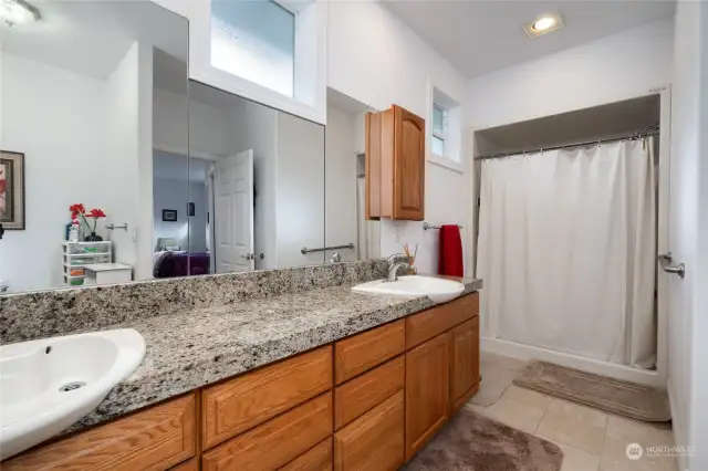 Double vanities and granite counters