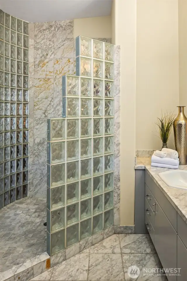 Primary bath with walk in shower.