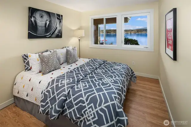 One of 2 guest bedrooms on the lower level.  Everyone gets a great view!