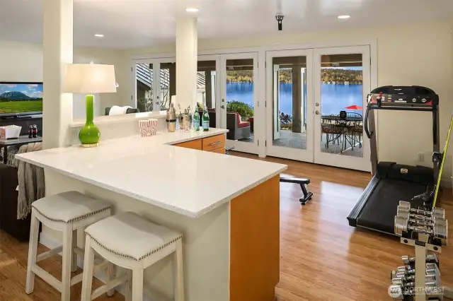 Lower level bonus room.  Bar is plumbed for a sink.