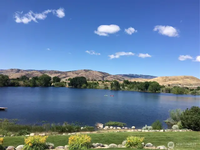 Large lake ideal for fishing, kayaking, paddle boarding, and swimming.