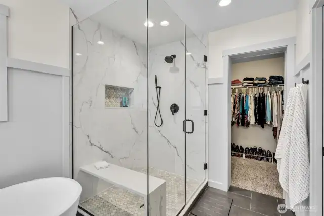 Large walk-in closet with in easy reach.