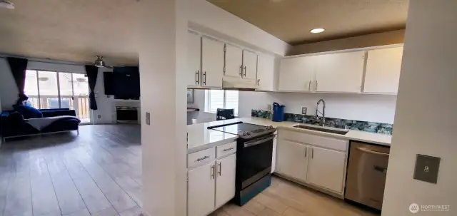 Living room/Dining room and Kitchen. Open Floor plan