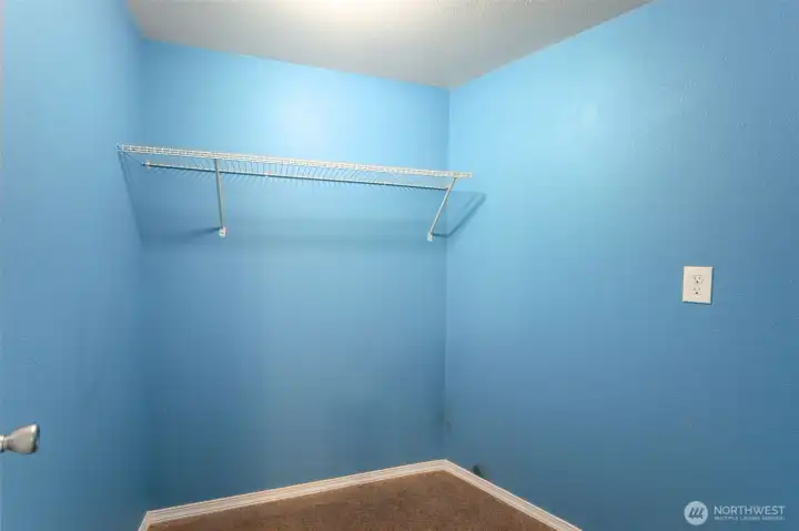 Right now, this walk-in closet offers one shelf and one row of hanging space, but that just leaves you a blank slate. Install custom storage and make it Pinterest-worthy, or pivot completely and use it as a tiny home office, book nook, or even a gaming hideout.