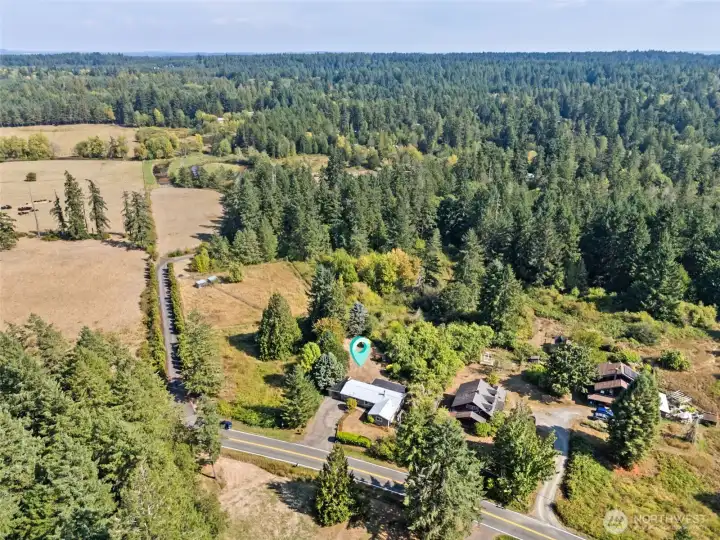 Here you see the property’s rhythm: gardens up front, trees in the middle, and pasture in the back. All that space feels private, but the saltwater air tells you Henderson Inlet and Hogum Bay are close by. Johnson Point gives you the best of both, a country vibe with coastal breezes.