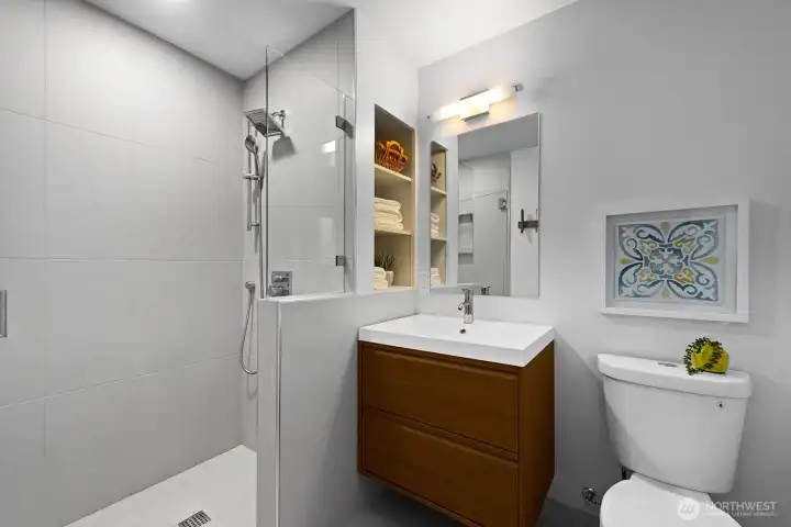 New 3/4 bath on the main level.