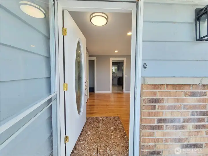 Private upper level entrance off of elevated front porch