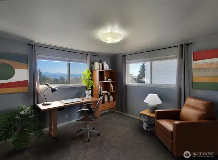 Upper level bedroom 2. (Staged to Scale)