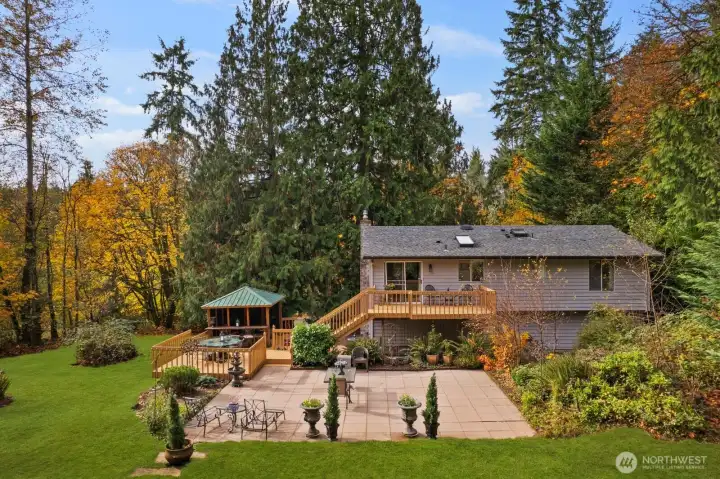 Tri Level Deck with Cabana and Hot Tub