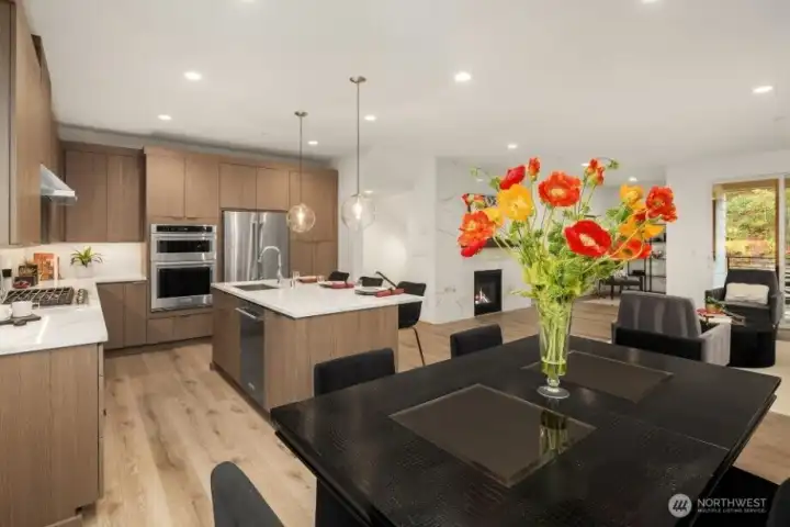 Gourmet Kitchen on 2nd Floor : KitchenAid appliances includes Gas cooktop, fridge. Washer and Dryer are also included.