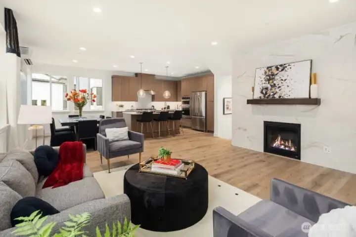 Spacious Great Room includes Gas Fireplace and a mini-split for A/C, Heatpump.