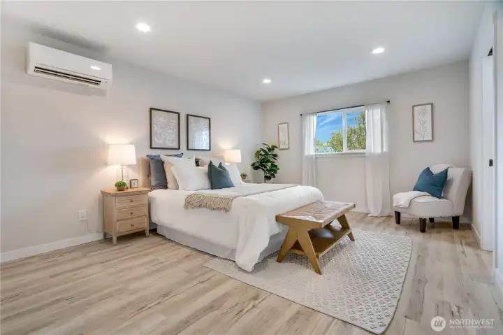 Large Primary suite has private bath, large walk-in closet and room to suit your sleepy wishes.