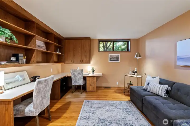 Main floor bedroom is currently outfitted as an office
