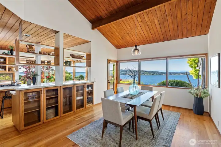 Dining room is open to the kitchen with a door to the front patio