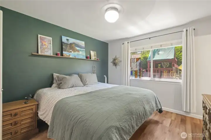 Primary bedroom with walk in closet