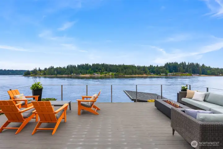 Step out not the large deck and enjoy easy grilling and nights by the fire table. Propane is plumbed to the deck in numerous places.