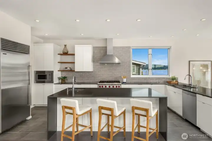 The well appointed kitchen with large island