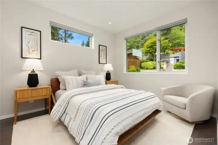 One of the bedrooms on the main floor.