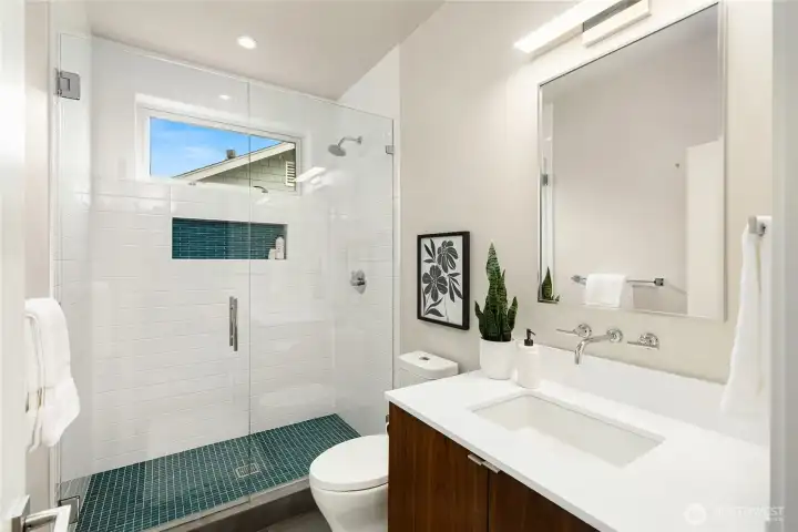 The 3/4 bath on the main floor. Check out that beautiful tile!