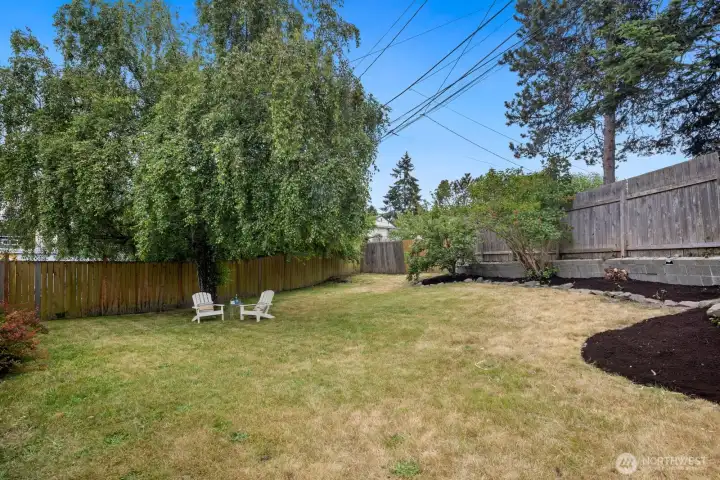 Fully fenced private backyard