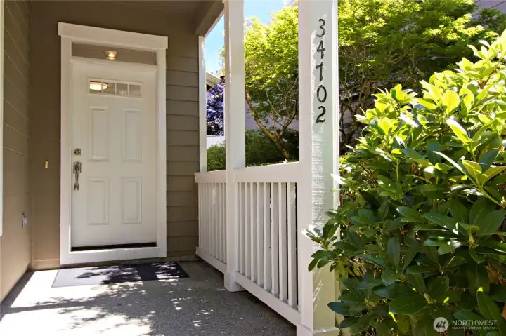 Front door and porch. Front door and porch.