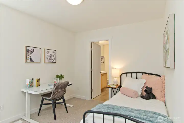 Bedroom with attached bath. Bedroom with attached bath.