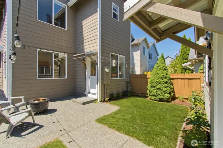 Backyard patio. Backyard patio.