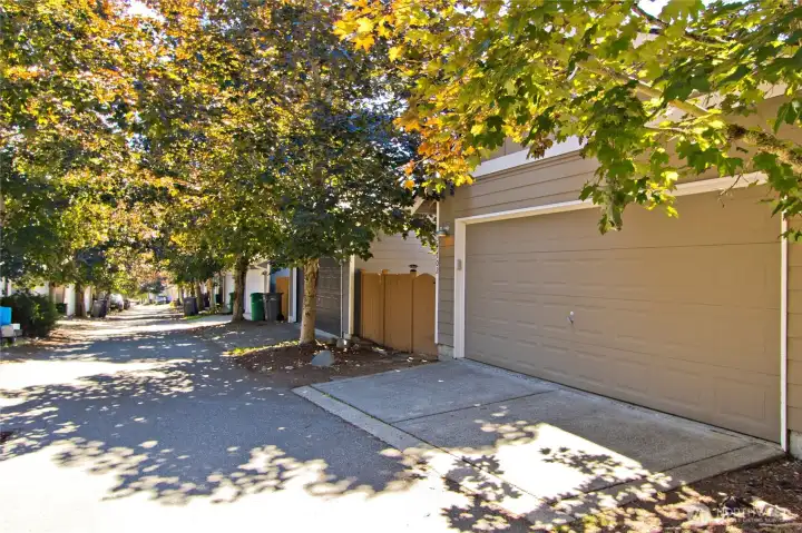 Alley and garage. Alley and garage.