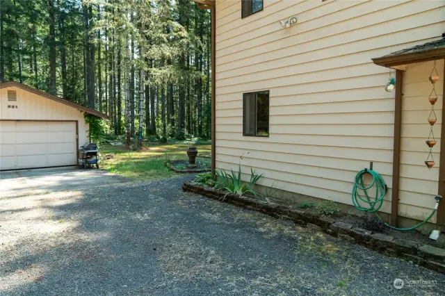 Driveway looking towards back yard of main lot.