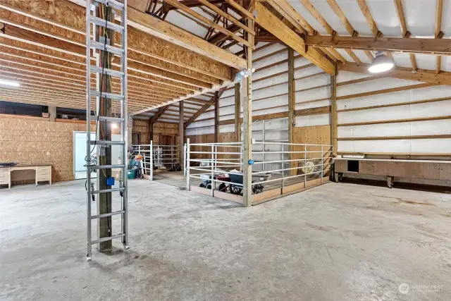 Another angle of the interior of the barn.  Ladder is a spare, there's a nicely built stairwell leading to the loft just to the left.