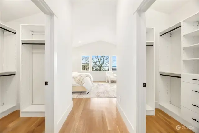 The Primary Sanctuary with Dual Walk-In Closets.