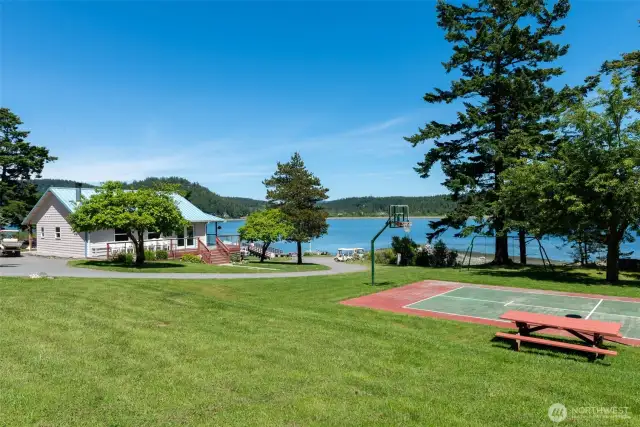 clubhouse view and sports court