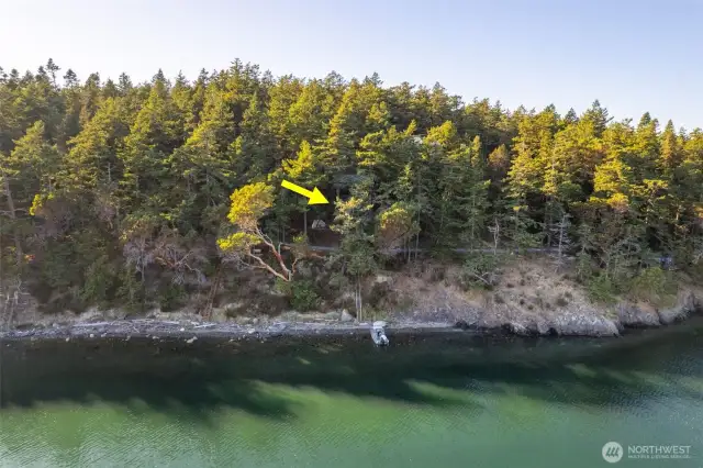 111 feet of private waterfront. Shown at high tide