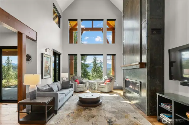 Enter into the home and capture mountain views out your great room