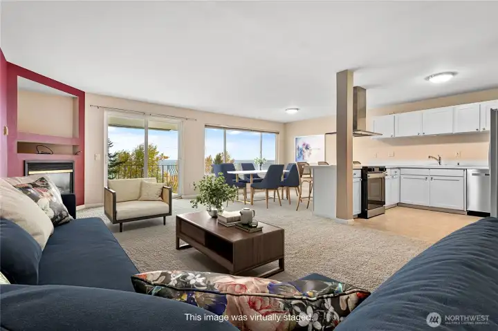 Virtually staged living room