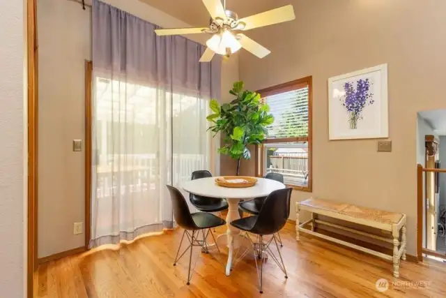 Dinette area perfect for casual meals. easy access to the covered deck.