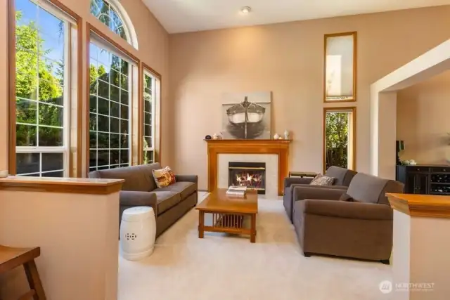 Formal living room with plenty of light from the large windows.